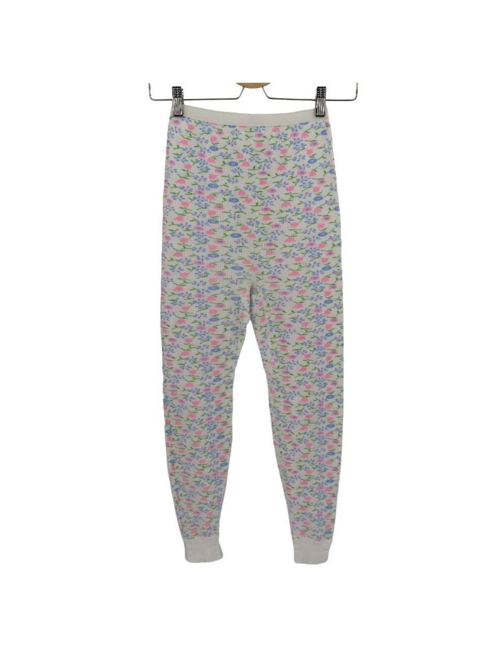 VTG Arctex Girls Large 14-16 White Pink Blue Floral Flower Waffle Pajama Pants